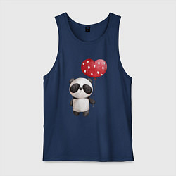 Майка мужская хлопок Панда с шариком в виде сердца, цвет: тёмно-синий
