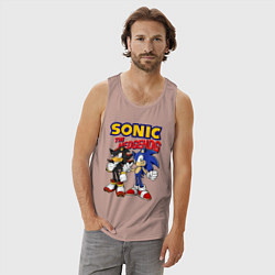 Майка мужская хлопок ЕЖ СОНИК SONIC THE HEDGEHOG, цвет: пыльно-розовый — фото 2