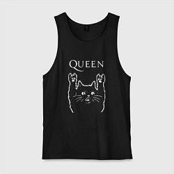 Майка мужская хлопок Queen Рок кот, цвет: черный