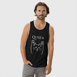 Майка мужская хлопок Queen Рок кот, цвет: черный — фото 2