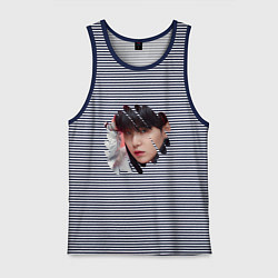 Майка мужская хлопок Agust D SUGA BTS, цвет: синяя тельняшка