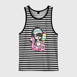 Майка мужская хлопок Toca Boca девочка геймер, цвет: черная тельняшка