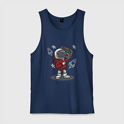 Мужская майка Космонавт с магнитофоном