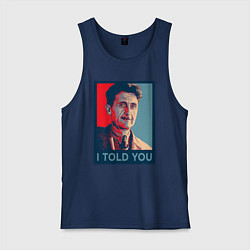 Майка мужская хлопок Orwell - I told you, цвет: тёмно-синий