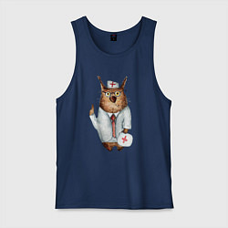 Майка мужская хлопок Врач сова, цвет: тёмно-синий