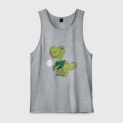 Майка мужская хлопок Volleyball Dinosaur, цвет: меланж