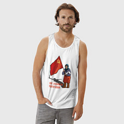 Майка мужская хлопок Флаг победы!, цвет: белый — фото 2