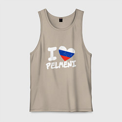 Майка мужская хлопок Люблю пельмени, цвет: миндальный