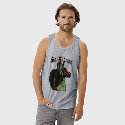 Майка мужская хлопок GTA Orange gangster, цвет: меланж — фото 2