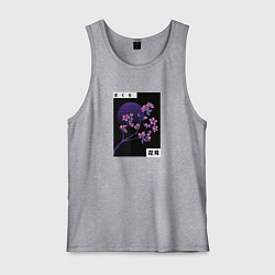 Майка мужская хлопок Сакура Закат, цвет: меланж