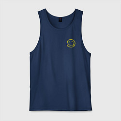 Майка мужская хлопок Nirvana Жёлтый смайл, цвет: тёмно-синий