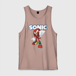 Майка мужская хлопок Knuckles Echidna Sonic Video game Ехидна Наклз Вид, цвет: пыльно-розовый