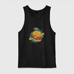 Майка мужская хлопок Бургер Планета Planet Burger, цвет: черный