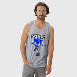 Майка мужская хлопок Sonic the Hedgehog 2022, цвет: меланж — фото 2