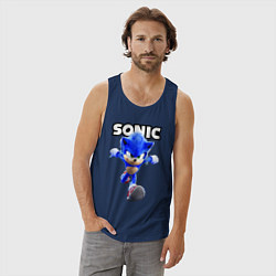 Майка мужская хлопок Sonic the Hedgehog 2022, цвет: тёмно-синий — фото 2