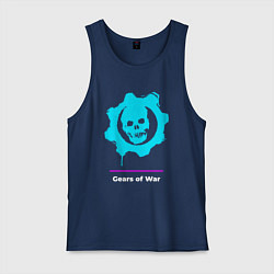 Майка мужская хлопок Gears of War в неоновых цветах, цвет: тёмно-синий