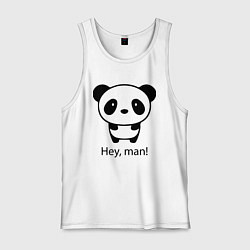 Майка мужская хлопок Эй, чувак! Панда Hey, man! Panda, цвет: белый