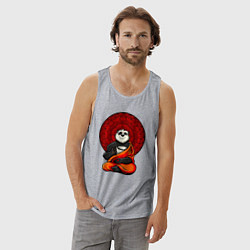 Майка мужская хлопок Медитация панды Дзен, цвет: меланж — фото 2