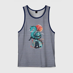 Майка мужская хлопок История Тихоро и Хаку, цвет: синяя тельняшка