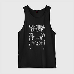Майка мужская хлопок Cannibal Corpse Рок кот, цвет: черный
