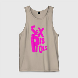 Майка мужская хлопок Огромная надпись Sex Pistols, цвет: миндальный