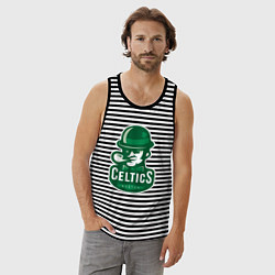 Майка мужская хлопок Celtics Team, цвет: черная тельняшка — фото 2