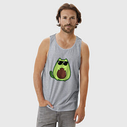 Майка мужская хлопок Avo cat o в очках, цвет: меланж — фото 2