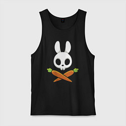 Майка мужская хлопок Череп кролика с двумя морковками, цвет: черный