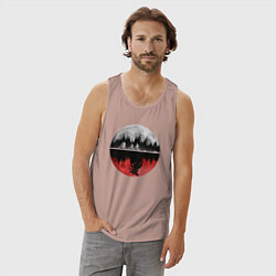 Майка мужская хлопок Stranger Things Moon, цвет: пыльно-розовый — фото 2