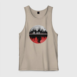 Майка мужская хлопок Stranger Things Moon, цвет: миндальный