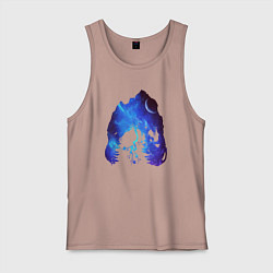 Майка мужская хлопок Череп Тираннозавра Космос, цвет: пыльно-розовый