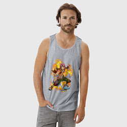 Майка мужская хлопок Нацу Драгнил и Хеппи, цвет: меланж — фото 2