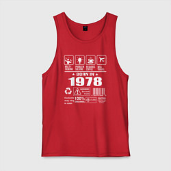 Майка мужская хлопок Родился в 1978 году, цвет: красный