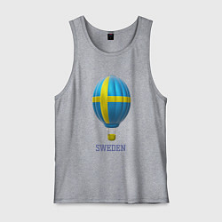 Майка мужская хлопок 3d aerostat Sweden flag, цвет: меланж