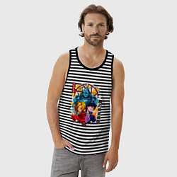 Майка мужская хлопок Стальной Алхимик FULLMetal Alchemist Братья Элрики, цвет: черная тельняшка — фото 2