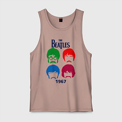 Майка мужская хлопок The Beatles образы группы, цвет: пыльно-розовый