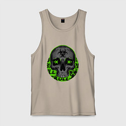 Майка мужская хлопок SKULL TOXIC, цвет: миндальный