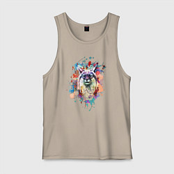 Майка мужская хлопок Lynx - рысь, цвет: миндальный