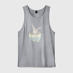 Майка мужская хлопок Кролик в чашке, цвет: меланж