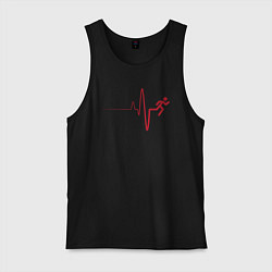 Майка мужская хлопок ПУЛЬС - БЕГ, цвет: черный