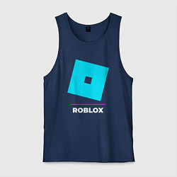 Майка мужская хлопок Символ Roblox в неоновых цветах, цвет: тёмно-синий