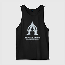 Майка мужская хлопок Альфа легион винтаж лого, цвет: черный