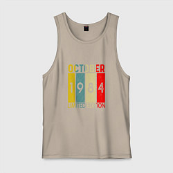 Майка мужская хлопок 1984 - Октябрь, цвет: миндальный