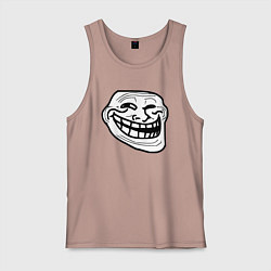 Майка мужская хлопок Тролльфейс улыбается мем, цвет: пыльно-розовый