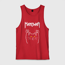 Майка мужская хлопок Manowar rock cat, цвет: красный