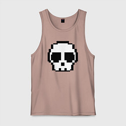 Майка мужская хлопок Череп из пикселей, цвет: пыльно-розовый