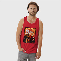 Майка мужская хлопок Тенген и Ренгоку красивые - Клинок рассекающий дем, цвет: красный — фото 2