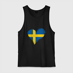 Майка мужская хлопок Сердце - Швеция, цвет: черный