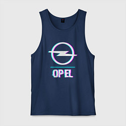Майка мужская хлопок Значок Opel в стиле glitch, цвет: тёмно-синий