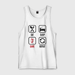 Майка мужская хлопок Eat - sleep - Doom - repeat, цвет: белый